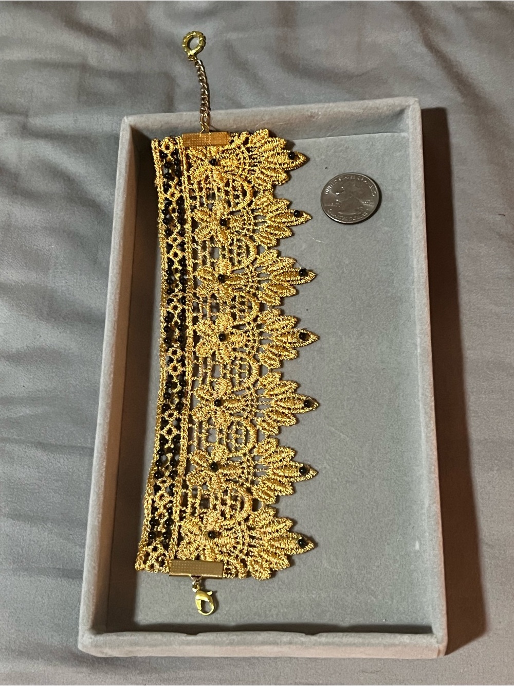Gold Lace Choker Necklace/Bracelet - Elegant Women's Jewelry